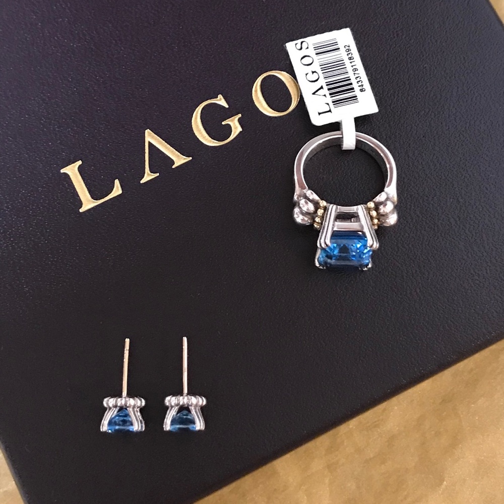 Lagos Blue Topaz Ring&Earrings - Picture 10 of 16